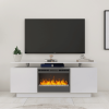 Modern White Electric Fireplace TV Stand. Timeless Elegance, Works With or Without Heat