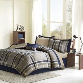 Twin Plaid Comforter Set with Bed Sheets
