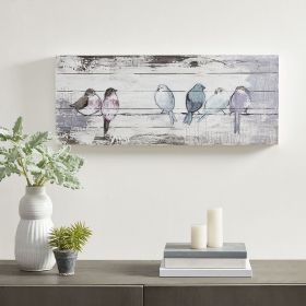 Hand Painted Birds, Wood Plank Panel Wall Decor