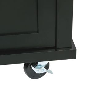 Kitchen Cart with Rubber wood Drop-Leaf Countertop ,Cabinet door internal storage racks,Kitchen Island on 5 Wheels with Storage Cabinet and 3 Drawers