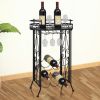 Wine Rack, Glass Holder Classic Elegant Stylish Holds 9 Bottles Metal