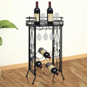 Wine Rack, Glass Holder Classic Elegant Stylish Holds 9 Bottles Metal