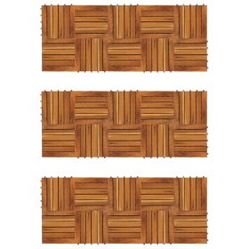 Decking Tiles Vertical Pattern 11.8"x11.8" Acacia Set of 30