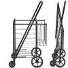 Folding Shopping Cart, Jumbo Grocery Cart with Double Baskets, 360Â° Swivel Wheels, Heavy Duty Utility Cart, 110 LBS Large Capacity Utility Cart for L