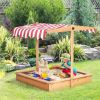 Kids Wooden Sandbox With canopy for shade, Adjustable height