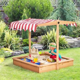 Kids Wooden Sandbox With canopy for shade, Adjustable height