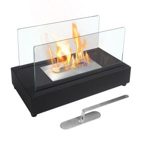 Tabletop Rectangle Fire Pit, Portable, Smokeless, Bio Ethanol, Fireplace with Realistic Burning; Awesome Gift