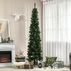 HOMCOM 7.5 Foot Pencil Artificial Christmas Tree, Slim Pine Needles Xmas Tree with Realistic Branches, Pine Cones, Metal Base, Green