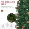 HOMCOM 7.5 Foot Pencil Artificial Christmas Tree, Slim Pine Needles Xmas Tree with Realistic Branches, Pine Cones, Metal Base, Green