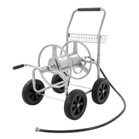 Hose Reel Cart, Hold Up to 250 ft of 5/8'' Hose, Garden Water Hose Carts Mobile Tools with 4 Wheels, Heavy Duty Powder-coated Steel Outdoor Planting