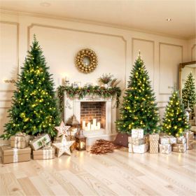 Pre-Lit Green Pine Christmas Tree, Set of 3 Hinged Artificial, 8FT, 6FT, 4FT. 820 Warm-Yellow LED Lights, 2539 Branch Tips
