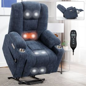 Large Power Lift Recliner Chair with Massage and Heat for Elderly, Overstuffed Wide Recliners, Heavy Duty Motion Mechanism with USB and Type C Ports,