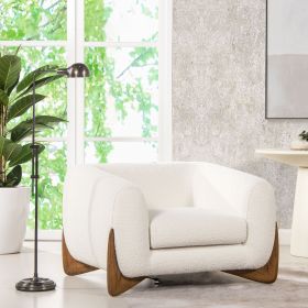 Alpine 44" Sherpa Arm Chair, Ivory White Boucle