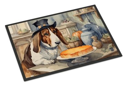 NEW Basset Hound Fall Kitchen Pumpkins Doormat Front Door Mat Indoor Outdoor Rugs for Entryway, Non Slip Washable Low Pile, 18H X 27W