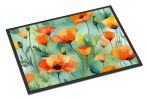 NEW California California Poppies in Watercolor Doormat Front Door Mat Indoor Outdoor Rugs for Entryway, Non Slip Washable Low Pile, 18H X 27W
