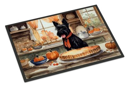 NEW Scottish Terrier Fall Kitchen Pumpkins Doormat Front Door Mat Indoor Outdoor Rugs for Entryway, Non Slip Washable Low Pile, 18H X 27W
