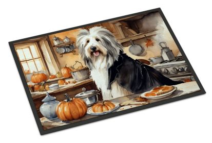 NEW Bearded Collie Fall Kitchen Pumpkins Doormat Front Door Mat Indoor Outdoor Rugs for Entryway, Non Slip Washable Low Pile, 18H X 27W