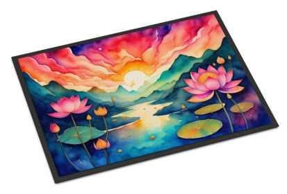 NEW Lotus in Color Doormat Front Door Mat Indoor Outdoor Rugs for Entryway, Non Slip Washable Low Pile, 18H X 27W