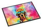 NEW Dachshund Hippie Dawg Doormat Front Door Mat Indoor Outdoor Rugs for Entryway, Non Slip Washable Low Pile, 18H X 27W