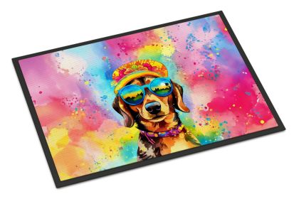 NEW Dachshund Hippie Dawg Doormat Front Door Mat Indoor Outdoor Rugs for Entryway, Non Slip Washable Low Pile, 18H X 27W