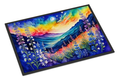 NEW Delphinium in Color Doormat Front Door Mat Indoor Outdoor Rugs for Entryway, Non Slip Washable Low Pile, 18H X 27W