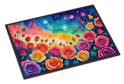 NEW Roses in Color Doormat Front Door Mat Indoor Outdoor Rugs for Entryway, Non Slip Washable Low Pile, 18H X 27W