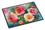 NEW Oklahoma Roses in Watercolor Doormat Front Door Mat Indoor Outdoor Rugs for Entryway, Non Slip Washable Low Pile, 18H X 27W