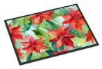 NEW Poinsettias in Watercolor Doormat Front Door Mat Indoor Outdoor Rugs for Entryway, Non Slip Washable Low Pile, 18H X 27W