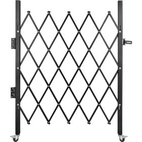 Single Folding Security Gate, 48" H x 37" W Folding Door Gate, Steel Accordion Security Gate, Flexible Expanding Security Gate, 360Â° Rolling Barric