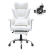Reclining Office Chair with Footrest, Heavy Duty PU Leather Wide Office Chair, Big and Tall Executive Office Chairs with Lumbar Support