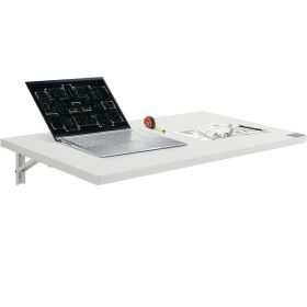 Wall Mounted Folding Table, 35.4 x 19.7 inches Wall Mount Table, Floating Desk with Iron Bracket, Fold Down Desk for Small Spaces, Home Office, Dining