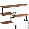 VEVOR Iron Pipes Shelving, Industrial Steel Pipe Shelf w/ 4-Tier Wood Planks, Wall Mounted Modern Rustic Floating Shelves