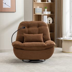 Power Recliner Chair, Modern Microfiber Swivel Glider with Type-C & USB Port, Home Theater Seating Single Reclining Sofa with Storage&Pillow, Recline