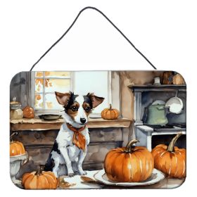 NEW Jack Russell Terrier Fall Kitchen Pumpkins Wall or Door Hanging Prints Aluminum Metal Sign Kitchen Wall Bar Bathroom Plaque Home Decor, 8HX12W