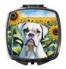 Boxer in Sunflowers Compact Mirror Decorative Travel Makeup Mirror for Women Girls Gifts Pocket Makeup Mirror Folding Handheld