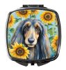 Afghan Hound in Sunflowers Compact Mirror Decorative Travel Makeup Mirror for Women Girls Gifts Pocket Makeup Mirror Folding Handheld