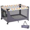 Baby Playpen Travel Crib, Quick-Folding Playpen for Baby & Toddler, Portable Baby Fence Play Yard with Wheels, Breathable Mesh & Travel Bag, Indoor/O