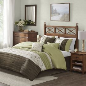 Embroidered 7 Piece Comforter Set Green Cal King