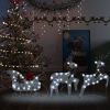 Reindeer & Sleigh Christmas Outdoor Decoration 60 LED Lights, Sliver
