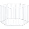 6-Panel Expandable Safety Gate (34.5"-154"), 270° Rotatable Baby/Pet Barrier for Fireplace Stairway Doorway-White