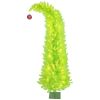 HOMCOM 6 ft Bent Top Whimsical Christmas Tree, Pencil Xmas Tree with with Red Ball, Metal Base, Prelit with 230 LED Lights