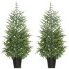 HOMCOM Set of 2 Artificial Christmas Tree, 4 ft Norflok Pine Xmas Tree with 133 Molded Tips and Pot Base, Easy Assembly, Green