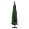 HOMCOM 8ft Unlit Pencil Artificial Christmas Tree with Realistic Branches and 618 Tips, Plastic Base, Green