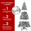 Artificial 6ft Flocked Christmas Tree with 678 PVC Branch Tips, 250L Warm white led, Round head, Foldable Base for Indoor Holiday Decorating