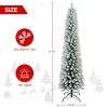 Artificial 5ft Flocked pencil Christmas Tree with 263 PVC Branch Tips, 100L Warm white led, Foldable Base for Indoor Holiday Decorating