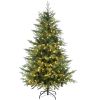 HOMCOM 6' Artificial Prelit Christmas Trees Holiday Decor with Warm White LED Lights, Auto Open, 8 Light Modes
