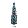 HOMCOM 7' Artificial Pencil Christmas Trees Holiday Decoration with Colorful LED Lights, Steel Base, Skinny Shape