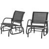 2-Piece Outdoor Glider Swing, Rocking Chair Set with Breathable Mesh Fabric, Sturdy Durable Frame, Curved Armrests, Supports Up to 264 lbs., for Back