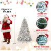 Artificial 6ft Flocked Christmas Tree with 888 PVC Branch Tips, Pine cone*35pcs, 350L Colorful led, memory wire+iron wire