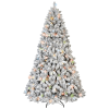 Artificial 6ft Flocked Christmas Tree with 888 PVC Branch Tips, Pine cone*35pcs, 350L Colorful led, memory wire+iron wire
